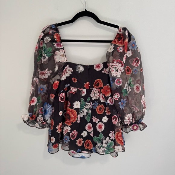 Storia Floral Sheer Sleeve Blouse - Picture 4 of 5